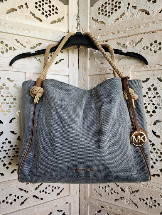 Michael Kors Handbags - Michael Kors Isla Large Grab Bag- Blue Denim Canvas